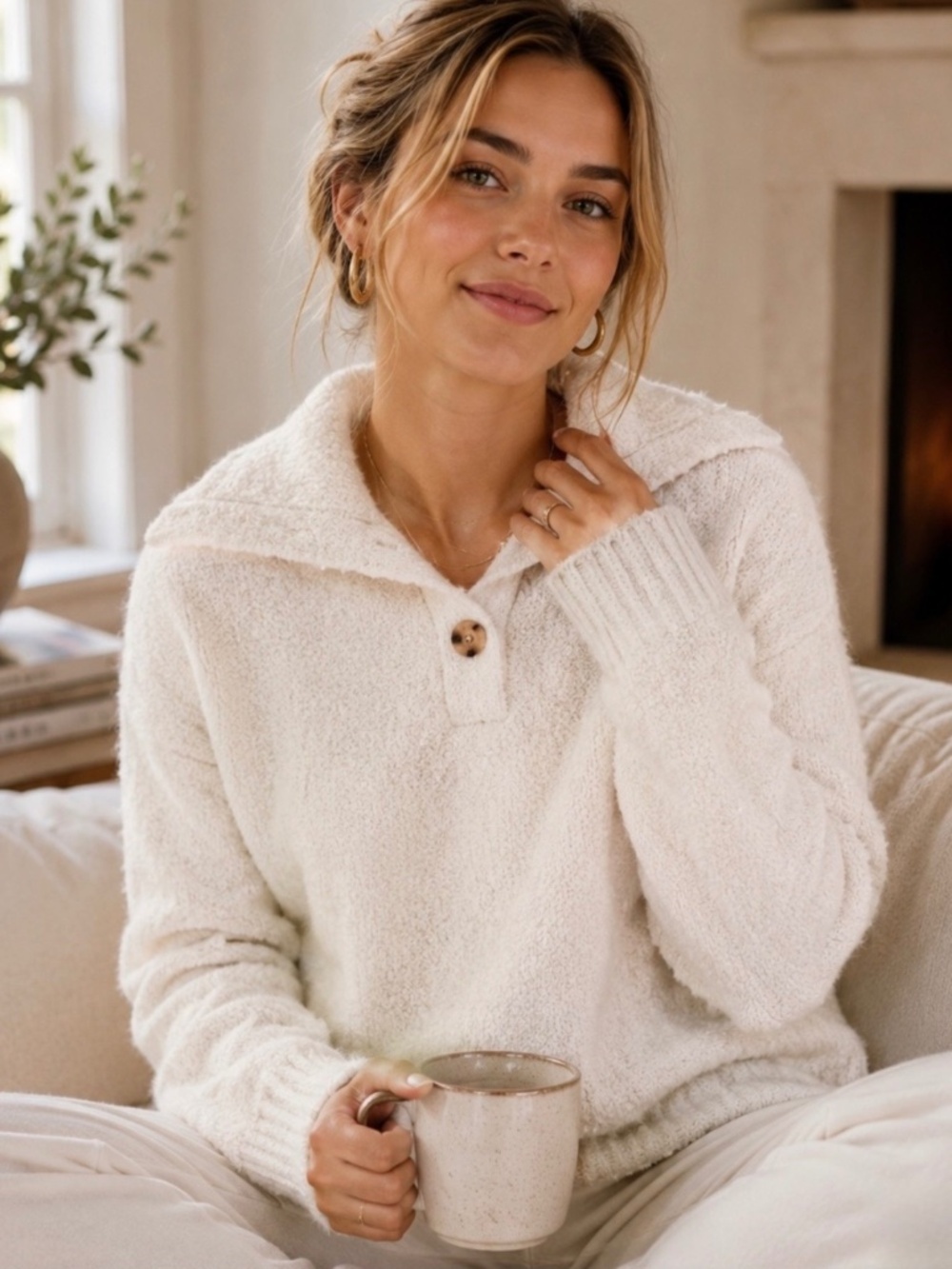 J. Crew Factory Boucle Button - Collared Sweater
